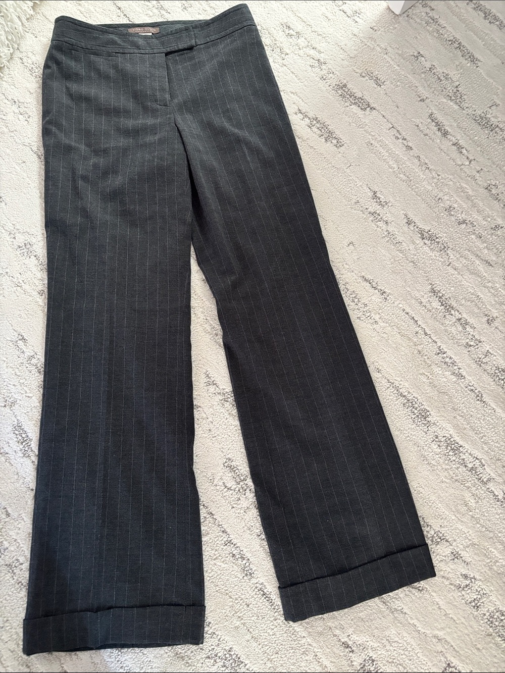 Sigrid Olsen Charcoal Pinstripe Wide-Leg Pants